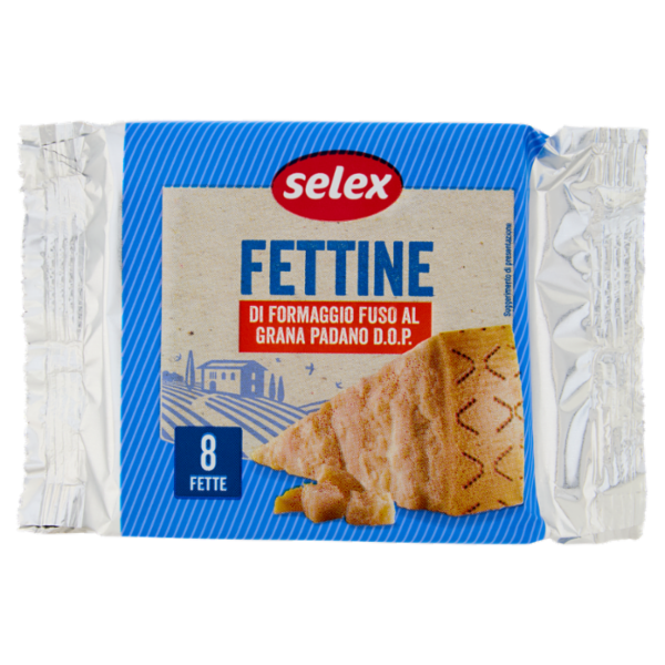 Selex Fettine di Formaggio Fuso al Grana Padano 8 Fette 200 g