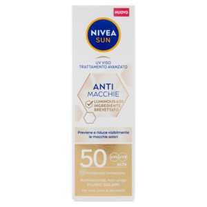 Nivea Sun Anti Macchie Lumionous630 Fluido Solare Per Viso, Collo & Décolleté FP 50 Alta 40 Ml