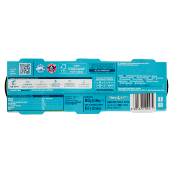 Mare Aperto Tonno con solo un filo d'olio 3 x 60 g