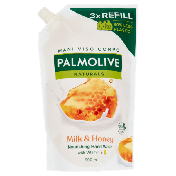 Palmolive ricarica sapone liquido mani Naturals Latte e Miele 900 ml
