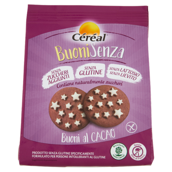 Céréal BuoniSenza Buoni al Cacao, biscotti senza glutine, lievito e zuccheri aggiunti - 200 g