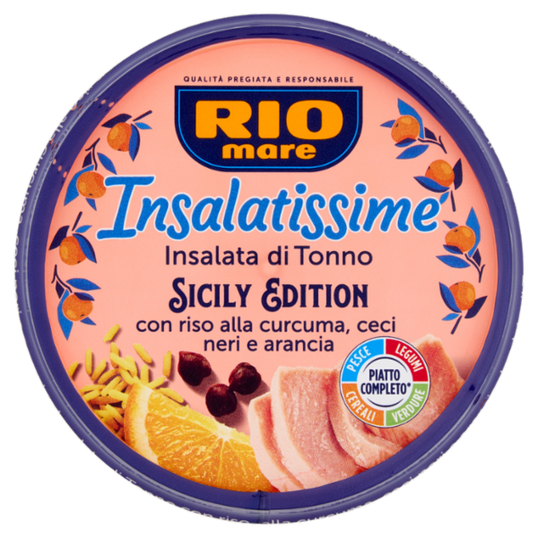 Rio mare Insalatissime Insalata di Tonno Sicily Edition con riso alla curcuma,ceci neri,arancia 200g