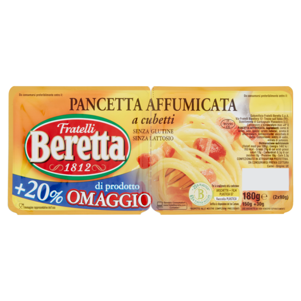 Fratelli Beretta Pancetta Affumicata a cubetti 2 x 90 g