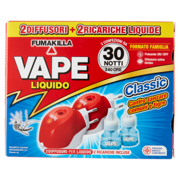 VAPE 2 Elettroemanatori Liquido Classic + 2 Ricariche da 15 ml