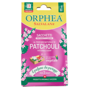 Orphea Salvalana Sacchetti Per Cassetti e Armadi Al Profumo Naturale Patchouli 3 x 10 g