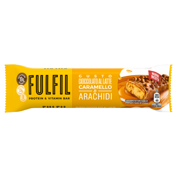 Fulfil Protein and Vitamin Bar barretta proteica Cioccolato al Latte, Caramello & Arachidi 55g