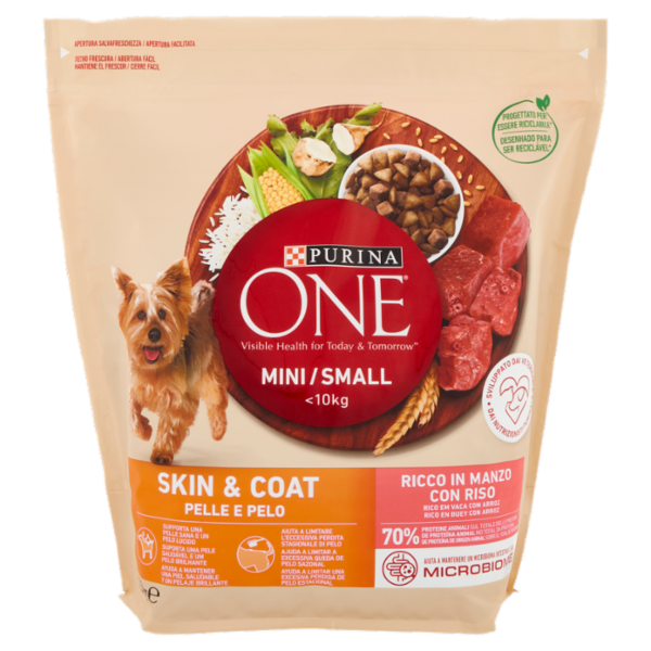 PURINA ONE Mini/Small Pelle e Pelo Ricco in Manzo con Riso 1,5 kg