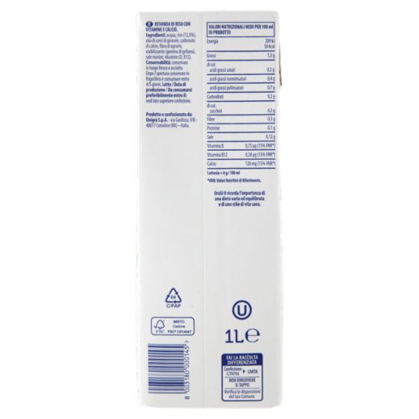 OraSì Riso Senza Zuccheri Aggiunti* 1 L