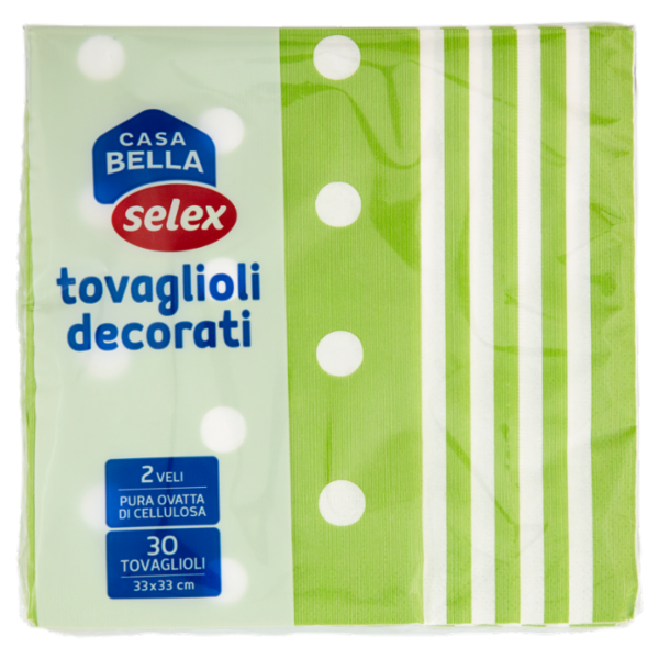 Selex Casa Bella Tovaglioli 2 Veli 33X33 cm Decoro Mixi Kiwi 30 pezzi