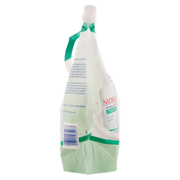Nidra Intimolatte Rinfrescante con Antibatterico Detergente Intimo pH 3.5 Ecoricarica 1 L