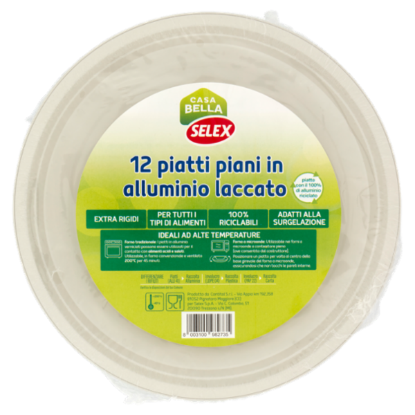 Selex Casa Bella Piatti Piani in Alluminio Laccato 12 pezzi