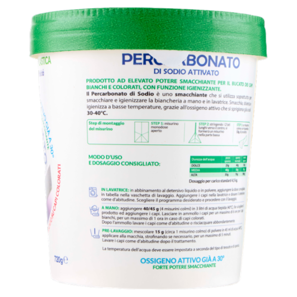 Smapiù Percarbonato di Sodio Attivato Delicato su Capi Colorati 720 g