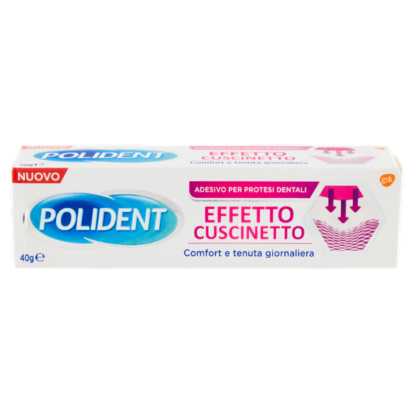 Polident effetto cuscinetto adesivo per protesi dentiera con formula gel effetto cuscinetto 40 g