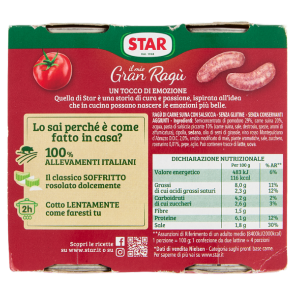 Star il mio Gran Ragù con Salsiccia 2 x 180 g