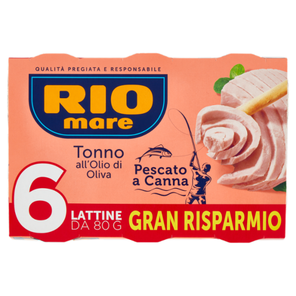 Rio mare Tonno all'Olio di Oliva Pescato a Canna 6 x 80 g