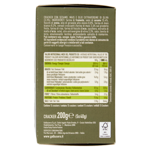 Galbusera BelleBuone il Cracker che non c'era Sesamo e Mais 5 x 40 g