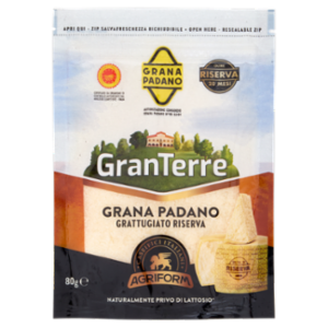 GranTerre Grana Padano DOP Grattugiato Riserva Oltre 20 Mesi 80 g