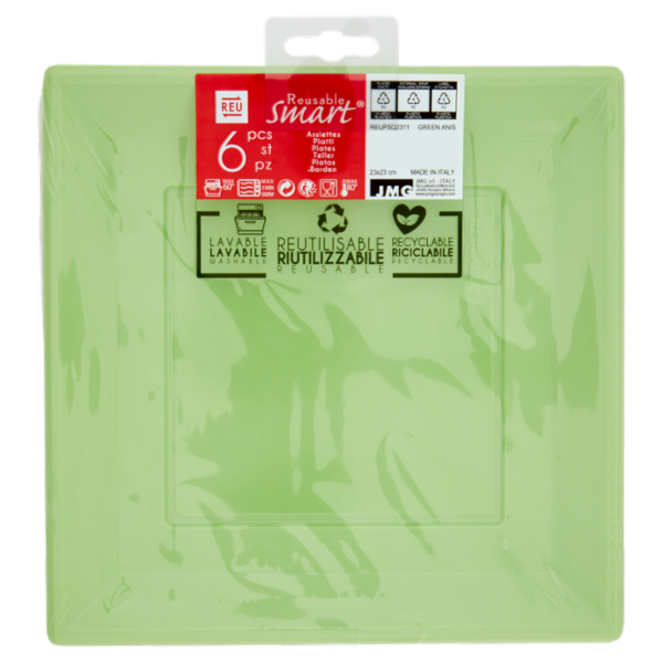 Smart Reusable Piatti Green 23x23 cm 6 pz