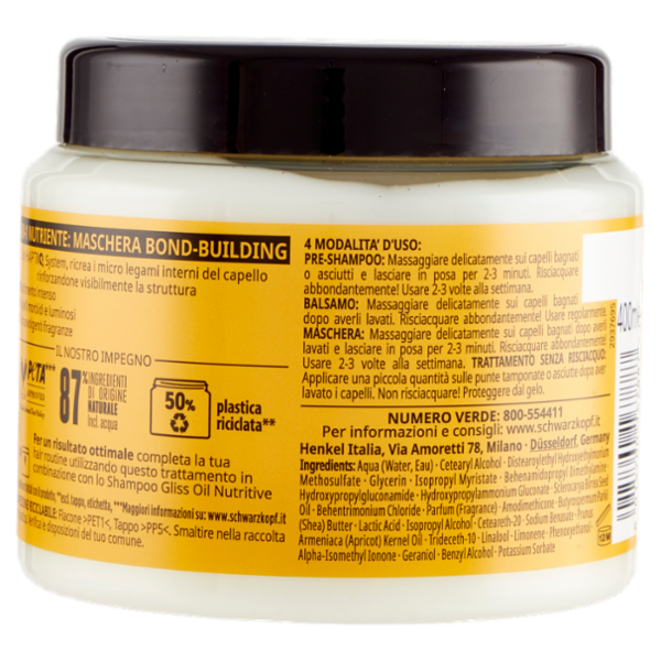 Gliss 4-in-1 Nutriente Maschera Bond-Building per Capelli 400 ml