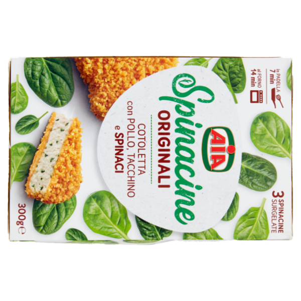 Aia Spinacine Originali Cotoletta con Pollo, Tacchino e Spinaci Surgelate 300 g