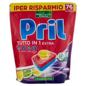 PRIL Tutto In 1 Extra Tabs Limone & Lime 76pz (1.261,6g)