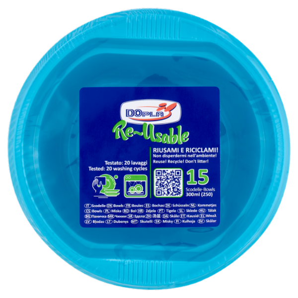 DOpla Re-Usable Scodelle Turchese 300ml (250) 15 pz