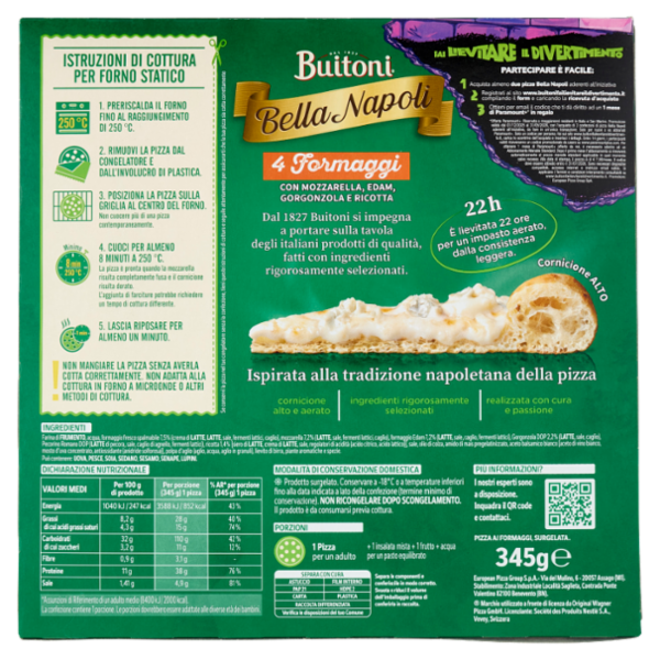 Buitoni Bella Napoli 4 Formaggi Pizza surgelata 345g