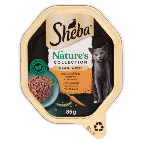Sheba Nature's Collection in salsa cibo umido gatto con Tacchino guarnito con Carote 85g