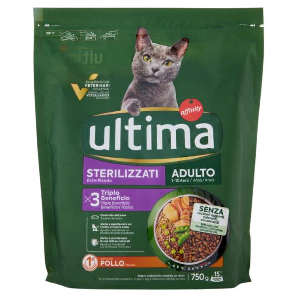 ultima Cat Sterilizzati Adulto 1-10 Anni con Pollo 750 g