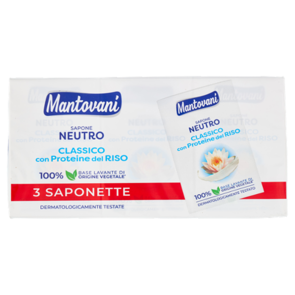 Mantovani Sapone Neutro Classico con Proteine del Riso 3 x 90 g