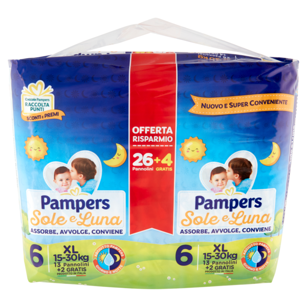 Pampers Sole e Luna 6 XL 26 + 4 pz