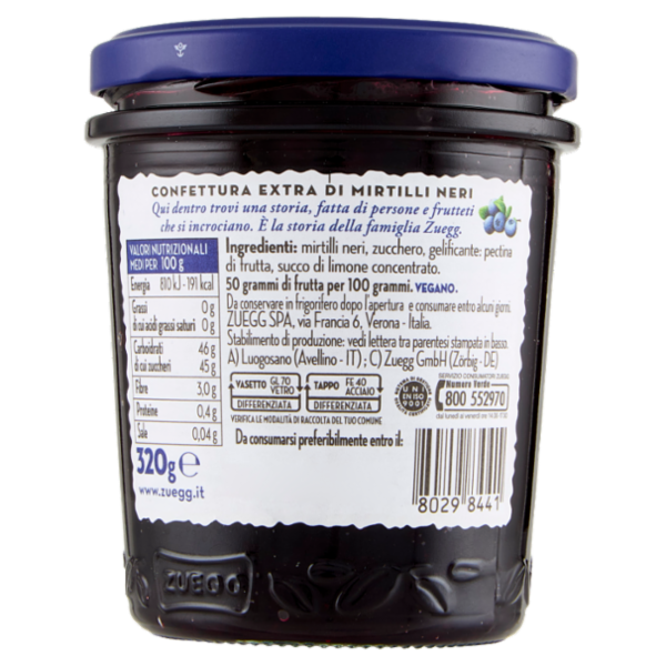 Zuegg I frutteti di Oswald Zuegg Mirtilli Neri 320 g
