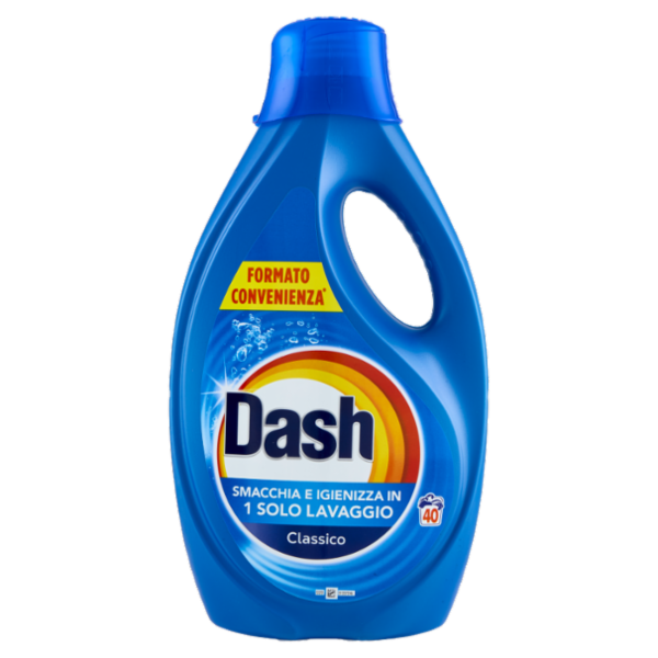 Dash Detersivo Liquido Lavatrice, Classico, 40 Lavaggi 1800 ml
