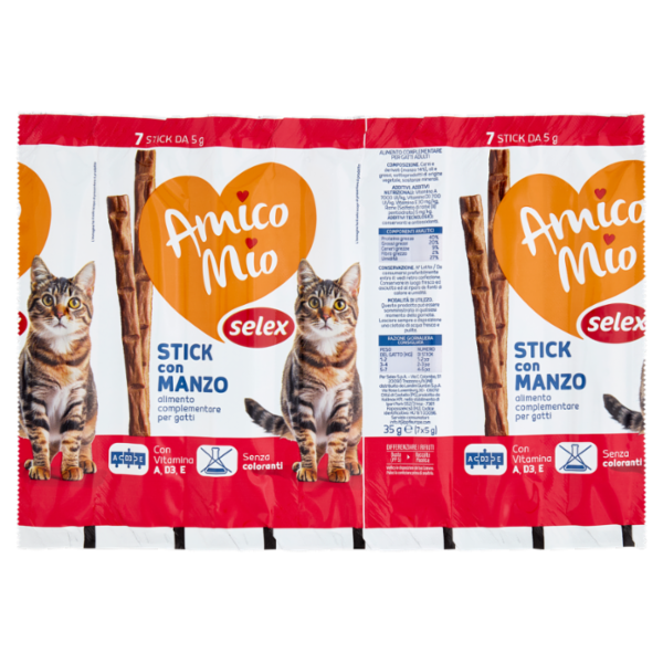 Selex Amico Mio Gatto Stick con Manzo 7x5 g