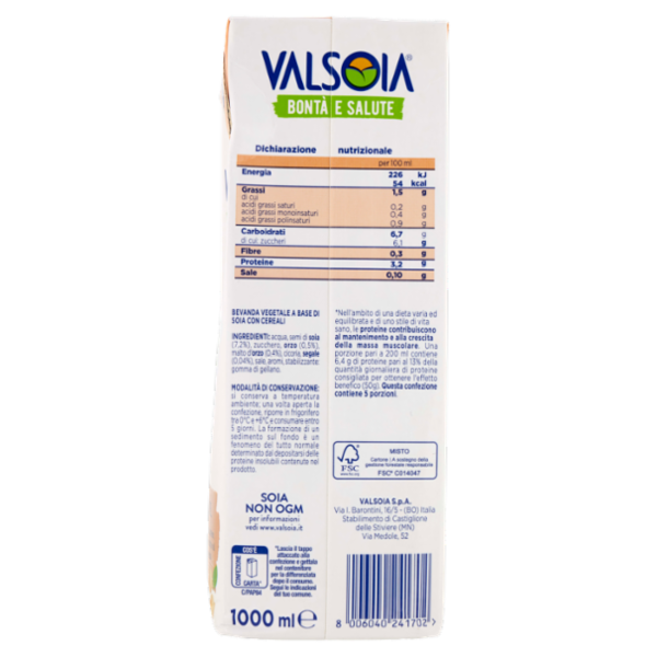 Valsoia Bontà e Salute Macchiato Orzo 1000 ml