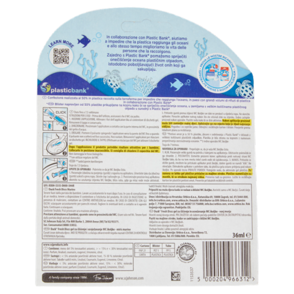 Duck Fresh Discs - Base per Dischi Gel Igienizzanti WC, Fragranza Marine 36ml