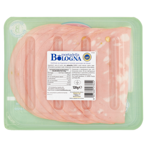 Fratelli Beretta Fresca Salumeria mortadella Bologna IGP con Pistacchi 120 g