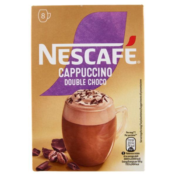 NESCAFÉ Cappuccino Double Choco Solubile con Cacao 8 Bustine 148g