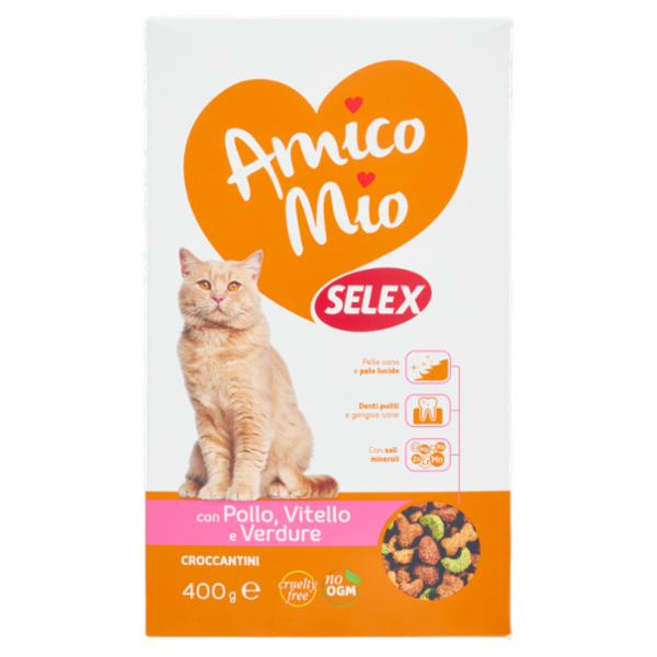 Selex Amico Mio Gatto Croccantini con Pollo, Vitello e Verdure 400 g