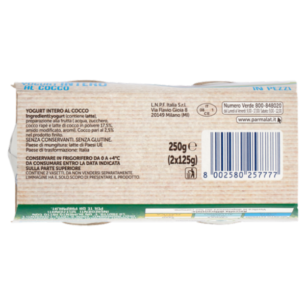 parmalat Yogurt Intero al Cocco in Pezzi 2 x 125 g