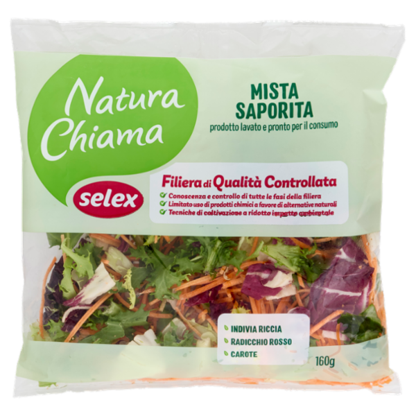 Selex Natura Chiama Insalata Mista Saporita Lavata e Pronta per il Consumo 160 g