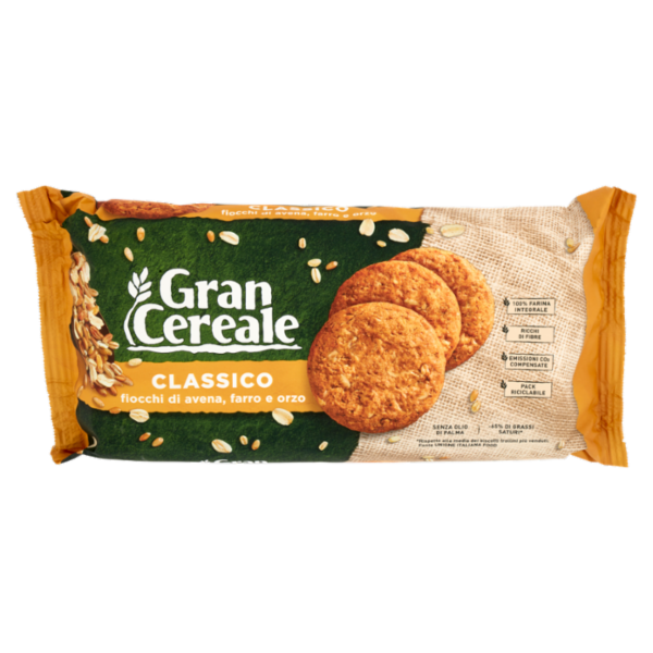Gran Cereale Biscotti Gran Cereale Classico Fiocchi di Avena Farro Orzo Tubo 500 g