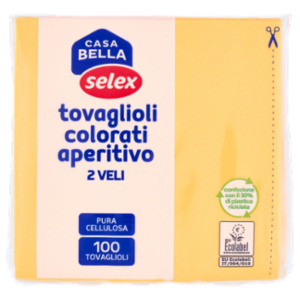 Selex Casa Bella Tovaglioli 2 Veli 25x25 Cm Giallo 100 Pezzi
