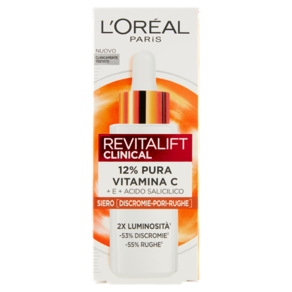 L'Oréal Paris Revitalift Clinical 12% Pura Vitamina C + E + Acido Salicilico Siero, 30 ml