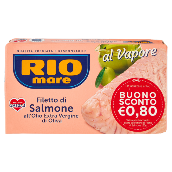 Rio mare Filetto di Salmone all'Olio Extra Vergine di Oliva al Vapore 125 g