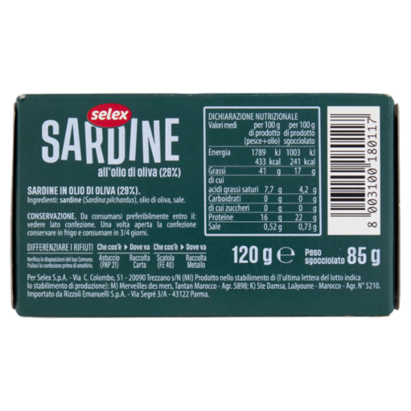 Selex Sardine in Olio di Oliva 120 g