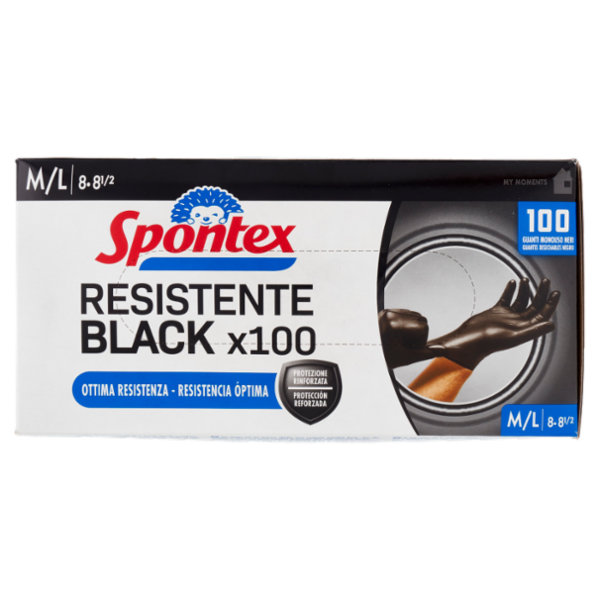 Spontex Guanti Usa&Getta Resistente Black x100 Taglia M/L