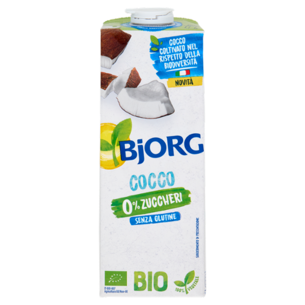 BJORG Cocco 0% Zuccheri Bevanda Vegetale Bio, Senza Glutine, Prodotto in Italia, 1L