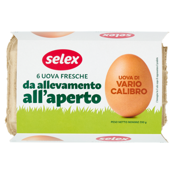 Selex 6 Uova Fresche di Vario Calibro da Allevamento all'Aperto Categoria A
