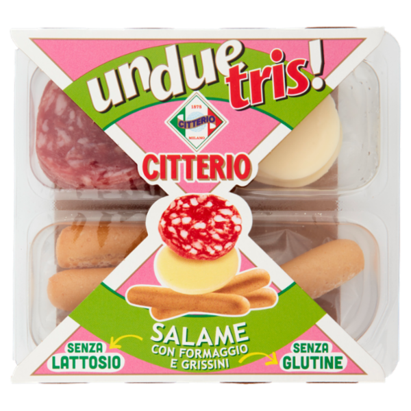 Citterio unduetris! Salame con Formaggio e Grissini Senza Lattosio Senza Glutine 80 g